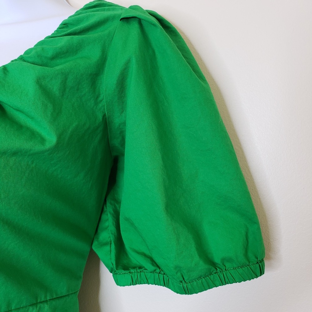Old Navy Puff Sleeve Maxi Dress Sz M Kelly Green Empire Garden Y2K Cottage Boho - Picture 4 of 16